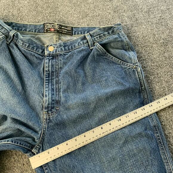 VTG Structure Jeans Mens 36x32 Blue Med Wash Wide Leg Baggy Skater 90s Y2K - Picture 13 of 16